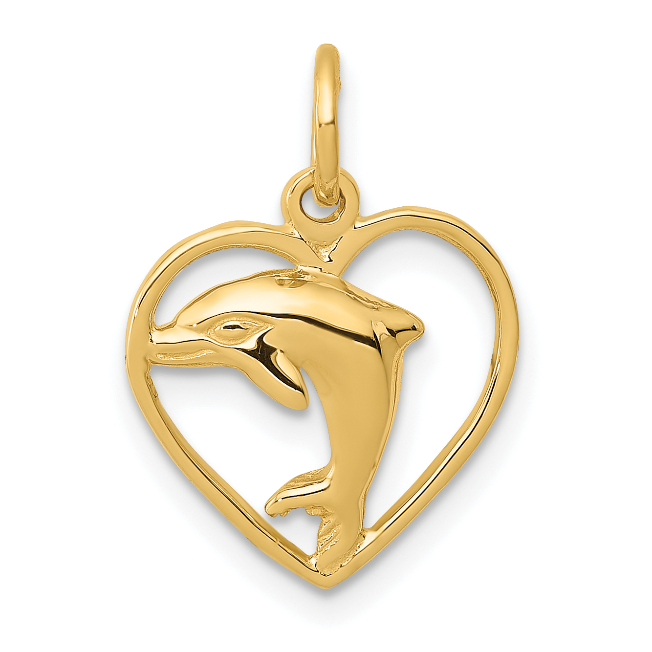 14k Dolphin in Heart Charm (C1181)