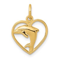14K Dolphin in Heart Charm view 1