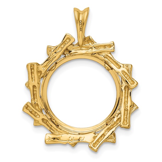 14ky Overlap Bamboo Prong Coin Bezel Pendant                          