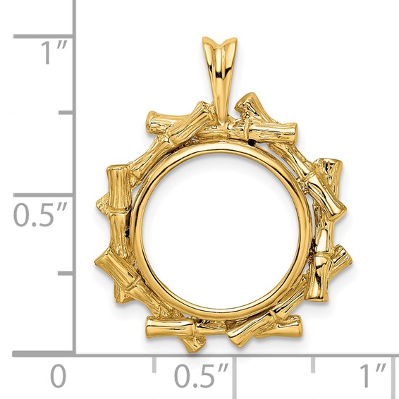 14ky Overlap Bamboo Prong Coin Bezel Pendant                          