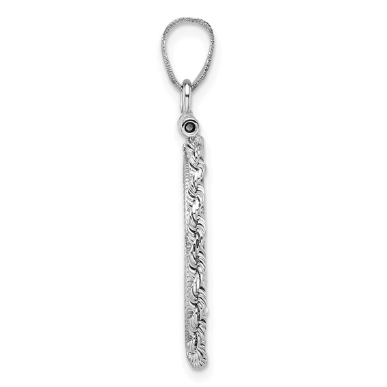 Wideband Distinguished Coin Jewelry 14k White Gold Polished Rope and Diamond-cut 17.8mm x 1.35mm Screw Top Coin Bezel Pendant