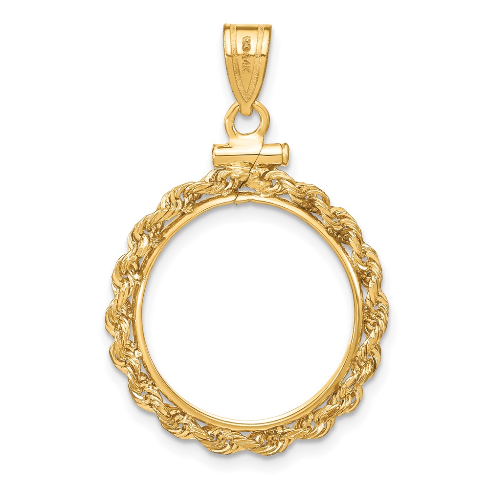 Wideband Distinguished Coin Jewelry 14k Polished Rope 18.0mm x 1.35mm Screw Top Coin Bezel Pendant (C1215/18.0)