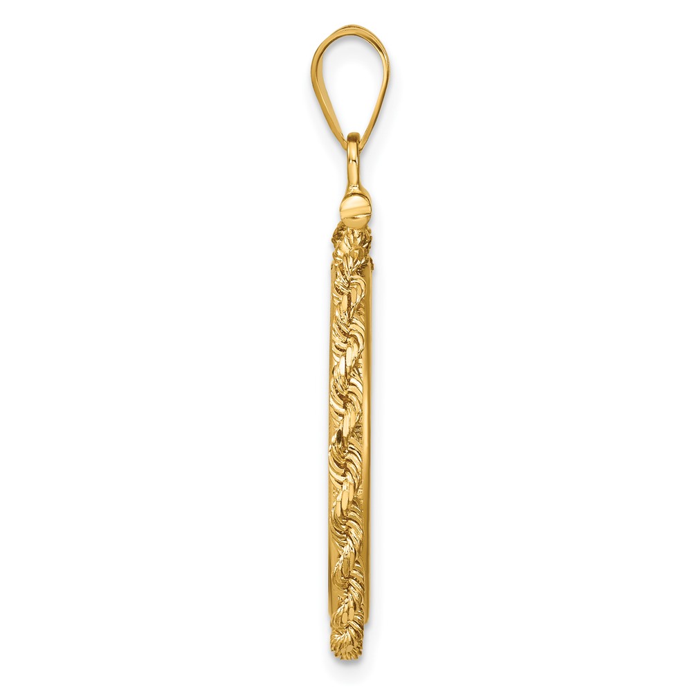 Wideband Distinguished Coin Jewelry 14k Polished Rope 21.6mm x 1.7mm Screw Top Coin Bezel Pendant (C1215/21.6)