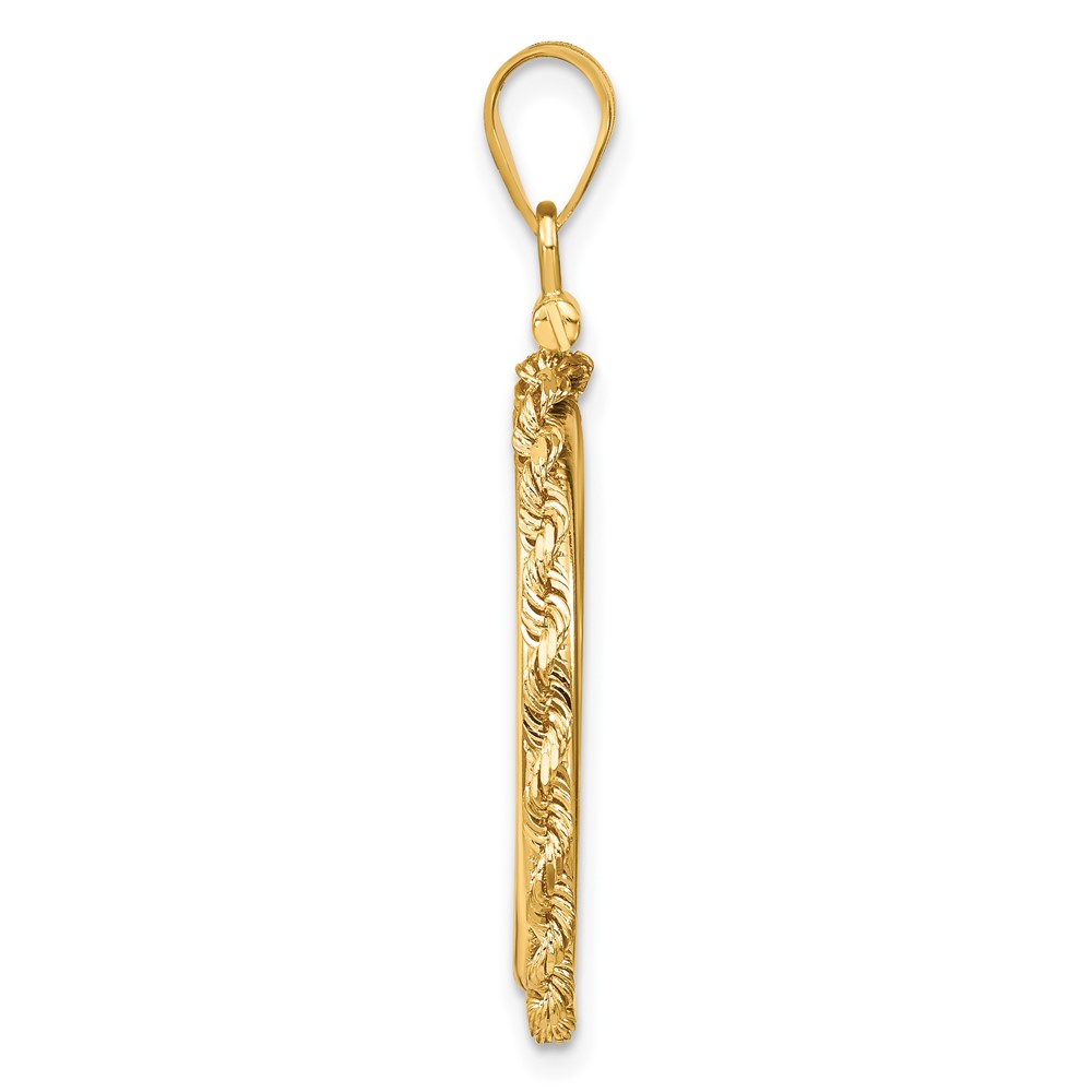 Wideband Distinguished Coin Jewelry 14k Polished Rope 22.0mm x 1.9mm Screw Top Coin Bezel Pendant (C1215/22.0)