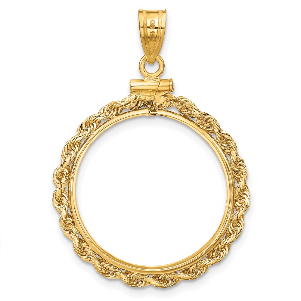 Wideband Distinguished Coin Jewelry 14k Polished Rope 22.0mm x 1.9mm Screw Top Coin Bezel Pendant (C1215/22.0)