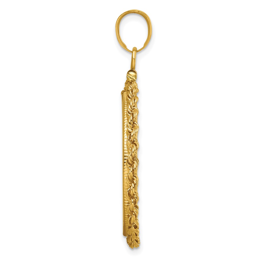 Wideband Distinguished Coin Jewelry 14k Polished Rope 27.0mm x 2.35mm Screw Top Coin Bezel Pendant (C1215/27.0)