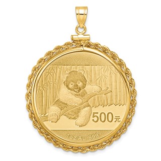 Gold Rope Polished Diamond-cut Screw Top Bezel with Coin