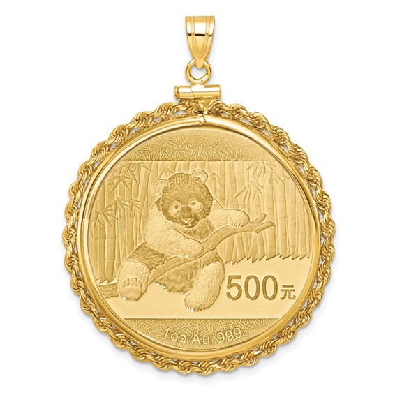 Gold Rope Polished Diamond-cut Screw Top Bezel with Coin