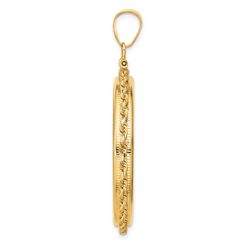 Wideband Distinguished Coin Jewelry 14k Polished Rope 32.7mm x 3mm Screw Top Coin Bezel Pendant (C1215/32.7)