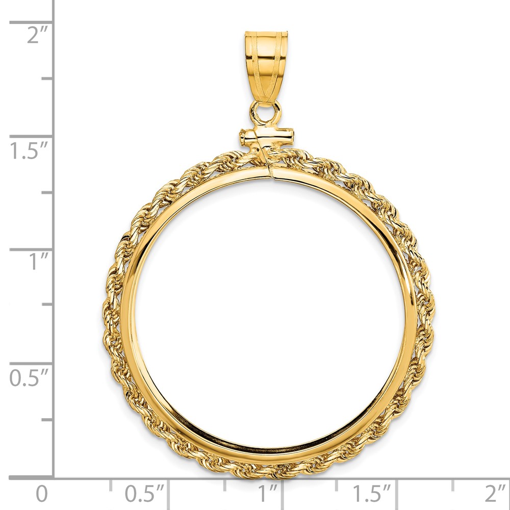 Wideband Distinguished Coin Jewelry 14k Polished Rope 32.7mm x 3mm Screw Top Coin Bezel Pendant (C1215/32.7)
