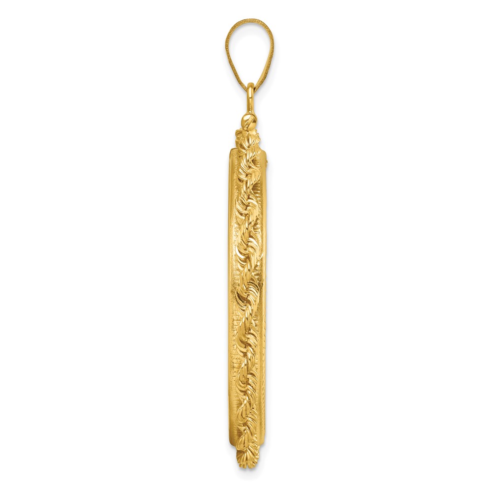 Wideband Distinguished Coin Jewelry 14k Polished Rope 34.2mm x 2.85mm Screw Top Coin Bezel Pendant (C1215/34.2)
