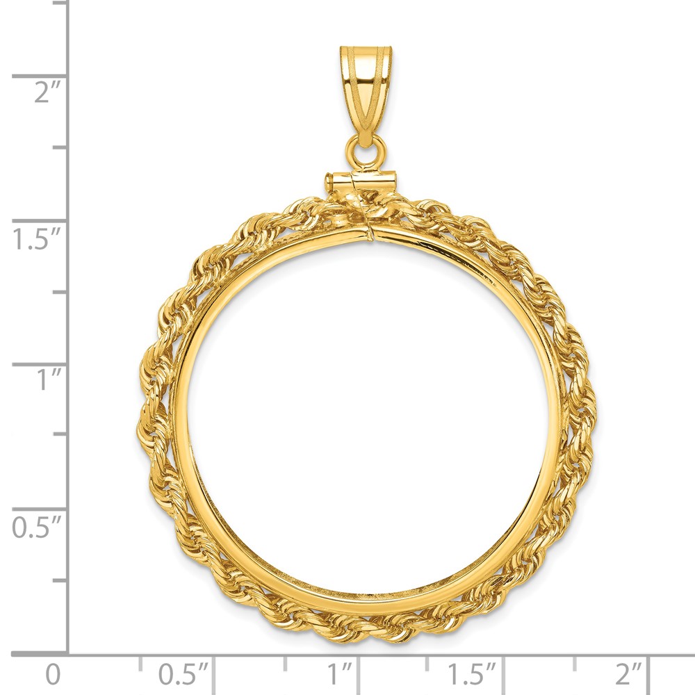 Wideband Distinguished Coin Jewelry 14k Polished Rope 34.2mm x 2.85mm Screw Top Coin Bezel Pendant (C1215/34.2)