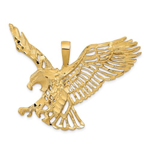 14K Yellow Gold Large Cut-out Wings Eagle Charm
