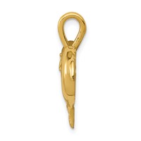 14K Yellow Gold Satin and Polished Dolphin Heart Pendant view 2