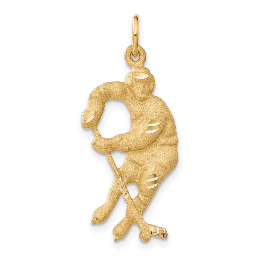 14K Yellow Gold Hockey Player Charm