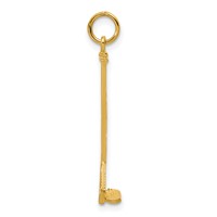14K Yellow Gold Satin Diamond-cut Hockey Stick Charm view 2