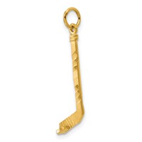 14K Yellow Gold Satin Diamond-cut Hockey Stick Charm view 4