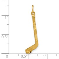 14K Yellow Gold Satin Diamond-cut Hockey Stick Charm view 5