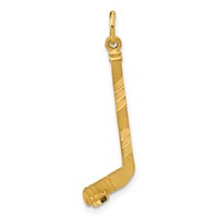 14K Yellow Gold Satin Diamond-cut Hockey Stick Charm view 1