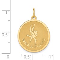 14K Yellow Gold Wrestling 19mm Engravable Disc Charm view 4