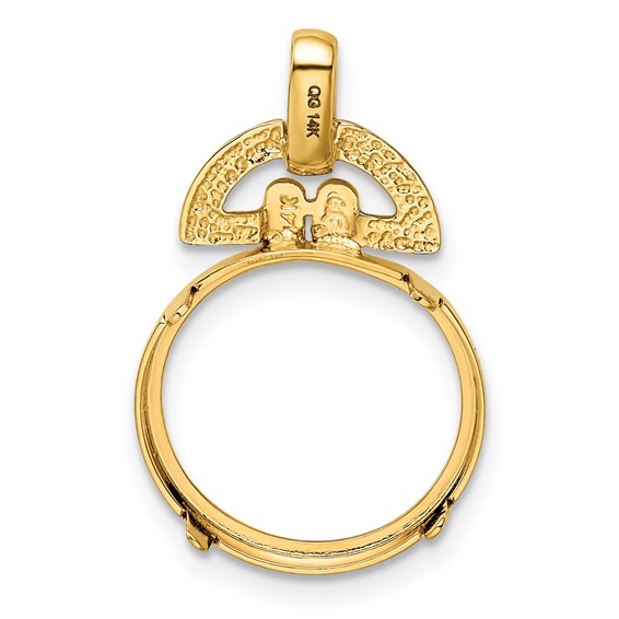 14ky Rounded Motif Prong Coin Bezel Pendant                           
