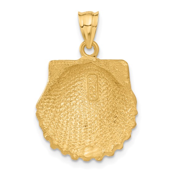 14k Diamond-cut Seashell Pendant