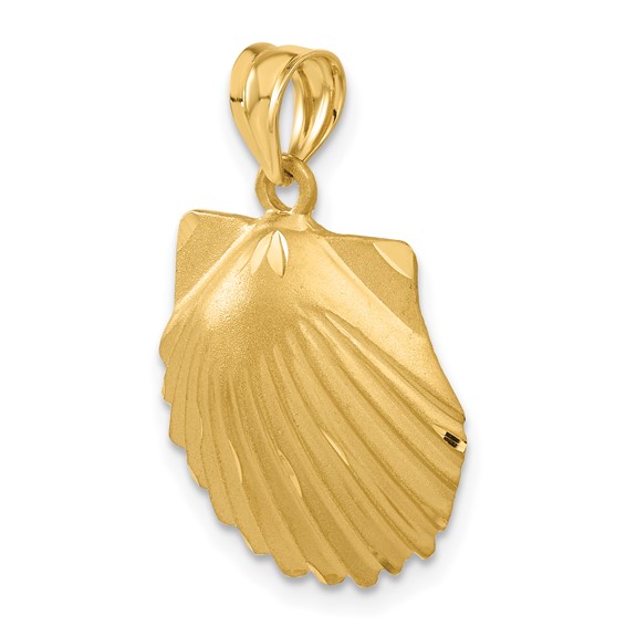 14k Diamond-cut Seashell Pendant