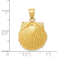 14K Yellow Gold Diamond-cut Seashell Pendant view 4