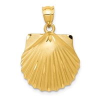 14K Yellow Gold Diamond-cut Seashell Pendant view 1