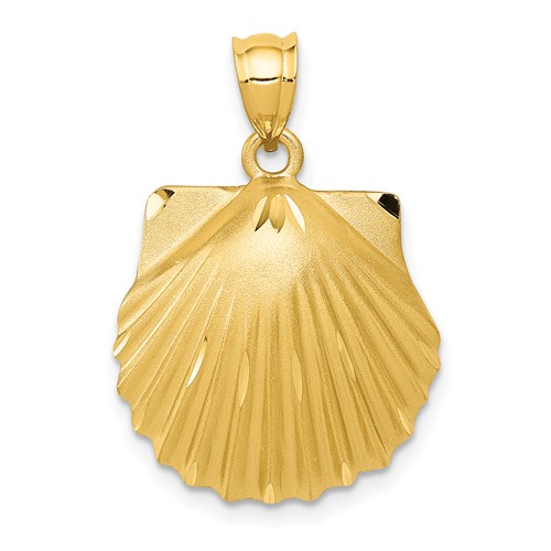 14K Yellow Gold Diamond-cut Seashell Pendant