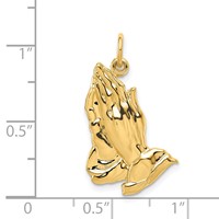 14K Yellow Gold Praying Hands Pendant view 4