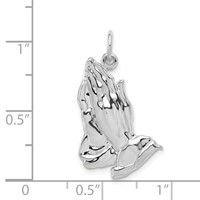 14K White Gold Praying Hands Pendant view 3