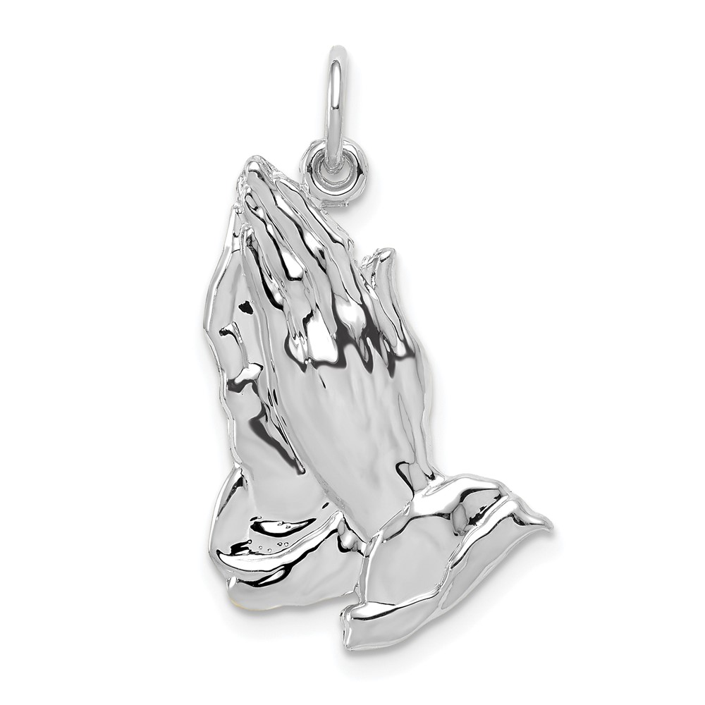14K White Gold Praying Hands Pendant