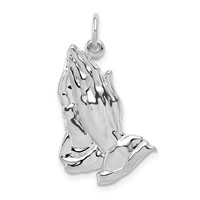 14K White Gold Praying Hands Pendant view 1