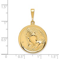14K Yellow Gold Reversible Praying Hands and Serenity Prayer Pendant view 4