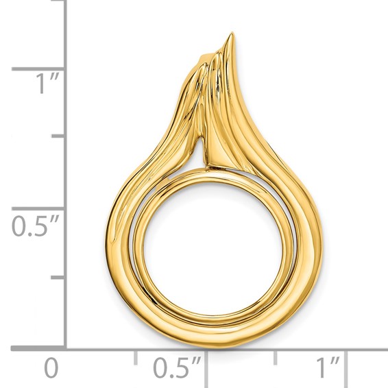 14ky Curved Teardrop Prong Coin Bezel Pendant                         