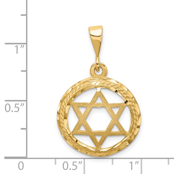 14k Star Of David Round Charm