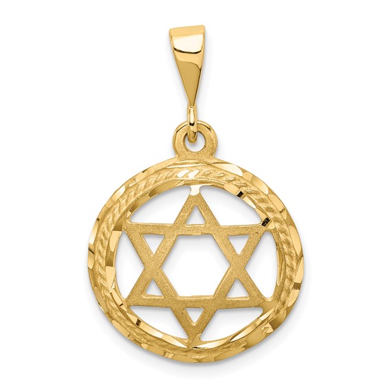 14k Star Of David Round Charm