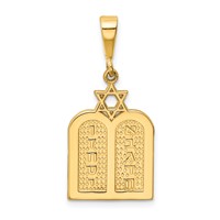 14K Polished 10 Commandment Tablets with Star of David Charm view 1