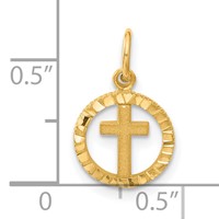 14K Yellow Gold Eternal Life Cross in Circle Charm view 4
