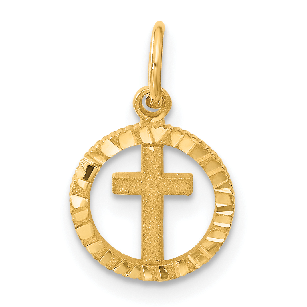 14K Eternal Life Cross in Circle Charm (C1314)