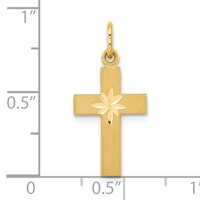 14K Yellow Gold Small Diamond-cut Cross Pendant view 4