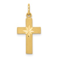 14K Yellow Gold Small Diamond-cut Cross Pendant view 1