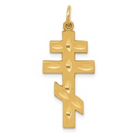 14K Satin Diamond-cut Eastern Orthodox Cross Pendant view 1