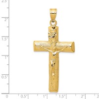 14K Yellow Gold Large Crucifix Tree Pendant view 3
