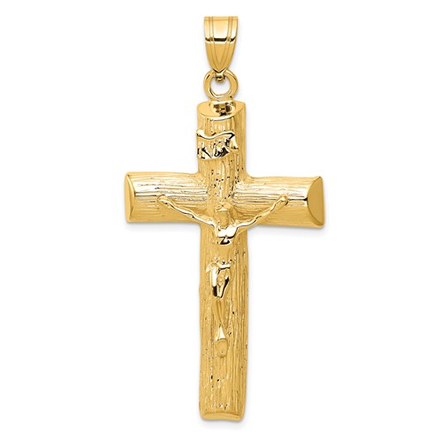 14K Yellow Gold Large Crucifix Tree Pendant