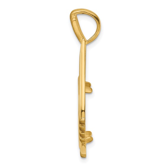 14ky Satin Fluted Station Teardrop Prong Coin Bezel Pendant         