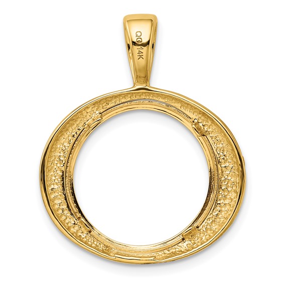 Wideband Distinguished Coin Jewelry 14k Polished Wide Concentric Circle 16.5mm Prong Coin Bezel Pendant