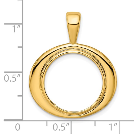 Wideband Distinguished Coin Jewelry 14k Polished Wide Concentric Circle 16.5mm Prong Coin Bezel Pendant