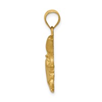 14K Yellow Gold Satin Diamond-cut Moon Charm view 2